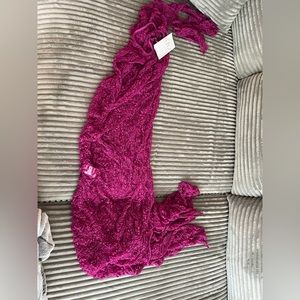 ZARA NEW WOMAN SS23 FUCHSIA LONG TEXTURED LACE DRESS